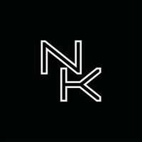 nk logotyp monogram med linje stil design mall vektor