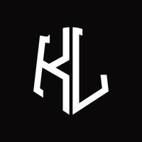 kl-Logo-Monogramm mit Band-Design-Vorlage in Schildform vektor