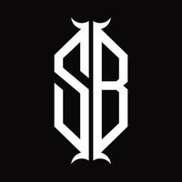 sb-Logo-Monogramm mit Hornform-Designvorlage vektor