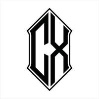 cx logotyp monogram med sköldform och översikt design mall vektor ikon abstrakt