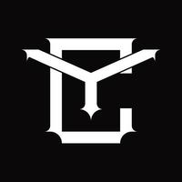 yc-Logo-Monogramm mit überlappender Vintage-Designvorlage im verknüpften Stil vektor