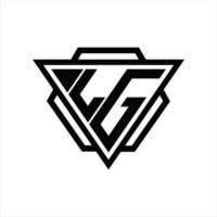 lg-logo-monogramm mit dreieck- und sechseckschablone vektor
