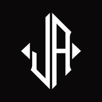 ja-Logo-Monogramm mit isolierter Designvorlage in Schildform vektor