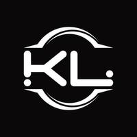 kl-Logo-Monogramm mit Kreis abgerundeter Scheibenform-Designvorlage vektor