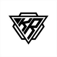 kr logotyp monogram med triangel och sexhörning mall vektor