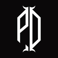 pd-Logo-Monogramm mit Designvorlage in Hornform vektor