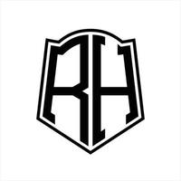 rh-Logo-Monogramm mit Schildform-Entwurfsvorlage vektor