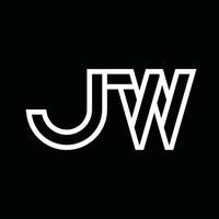 JW-Logo-Monogramm mit negativem Raum im Linienstil vektor