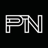 pn-Logo-Monogramm mit negativem Raum im Linienstil vektor