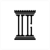 uc-logo-monogramm mit säulenform-designvorlage vektor