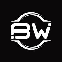 bw-Logo-Monogramm mit kreisrunder Scheibenform-Designvorlage vektor