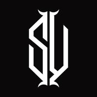 SV-Logo-Monogramm mit Hornform-Designvorlage vektor