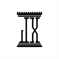 jx logotyp monogram med pelare form design mall vektor