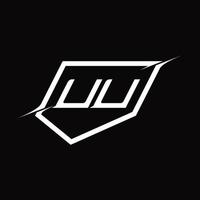 uu-Logo-Monogrammbuchstabe mit Schild- und Slice-Design vektor