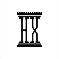 hx logotyp monogram med pelare form design mall vektor