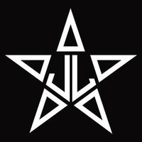 JL-Logo-Monogramm mit Sternform-Designvorlage vektor