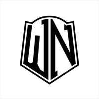 wn-Logo-Monogramm mit Schildform-Entwurfsvorlage vektor