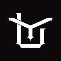 yl-Logo-Monogramm mit überlappender Vintage-Designvorlage im verknüpften Stil vektor