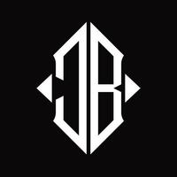 cb logotyp monogram med skydda form isolerat design mall vektor
