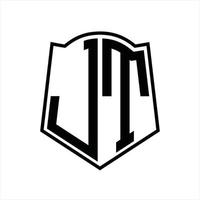 jt-Logo-Monogramm mit Schildform-Entwurfsvorlage vektor