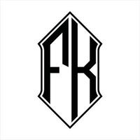 fk logotyp monogram med sköldform och översikt design mall vektor ikon abstrakt