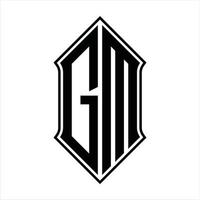 gm-Logo-Monogramm mit Schildform und Umriss-Design-Vorlage Vektorsymbol abstrakt vektor