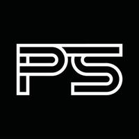 PS-Logo-Monogramm mit negativem Raum im Linienstil vektor