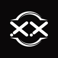 xx logotyp monogram med cirkel avrundad skiva form design mall vektor