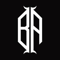 ba-Logo-Monogramm mit Designvorlage in Hornform vektor