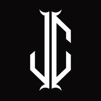 JC-Logo-Monogramm mit Designvorlage in Hornform vektor