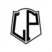 Lp-Logo-Monogramm mit Schildform-Entwurfsvorlage vektor