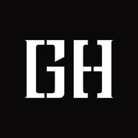 gh logotyp monogram med mitten skiva design mall vektor