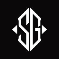 sg logotyp monogram med skydda form isolerat design mall vektor