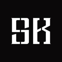 sk-Logo-Monogramm mit Designvorlage für die mittlere Scheibe vektor