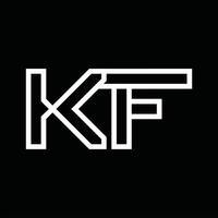 kf-Logo-Monogramm mit negativem Raum im Linienstil vektor
