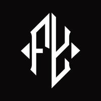fy logotyp monogram med skydda form isolerat design mall vektor