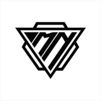 mn logotyp monogram med triangel och sexhörning mall vektor