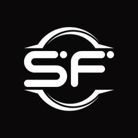 sf logotyp monogram med cirkel avrundad skiva form design mall vektor