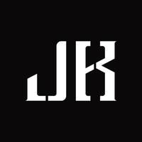 jk logotyp monogram med mitten skiva design mall vektor