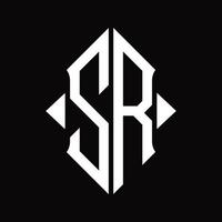 sr logotyp monogram med skydda form isolerat design mall vektor