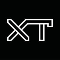 xt-Logo-Monogramm mit negativem Raum im Linienstil vektor