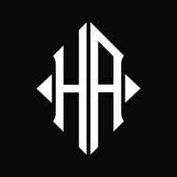 ha-Logo-Monogramm mit isolierter Designvorlage in Schildform vektor