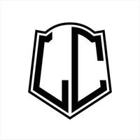 lc-Logo-Monogramm mit Schildform-Entwurfsvorlage vektor