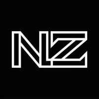 nz logotyp monogram med linje stil negativ Plats vektor