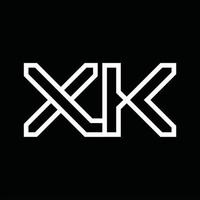 xk logotyp monogram med linje stil negativ Plats vektor