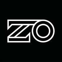 zo-logo-monogramm mit negativem raum im linienstil vektor