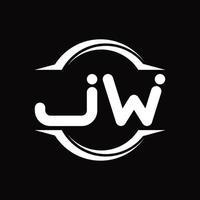 jw logotyp monogram med cirkel avrundad skiva form design mall vektor