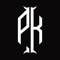 pk-Logo-Monogramm mit Designvorlage in Hornform vektor