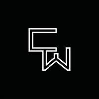 cw-Logo-Monogramm mit Linienstil-Designvorlage vektor