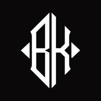 bk-Logo-Monogramm mit isolierter Designvorlage in Schildform vektor